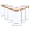 Argon Tableware Glass Storage Jar - Wooden Lid - 1l - Modern Round Scandi Organisation Container Glass Jar - Set Of 6