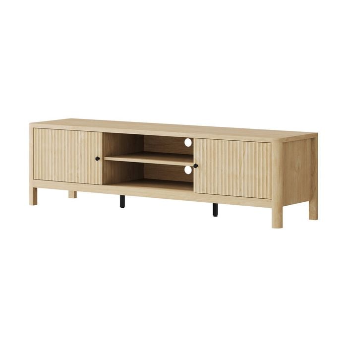 Oikiture TV Cabinet Entertainment Unit Stand Storage Shelves 160cm