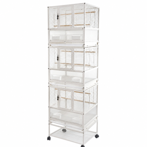 YES4PETS White Bird Transport Budgie Cage Parrot Aviary Carrier With Stand & Wheels