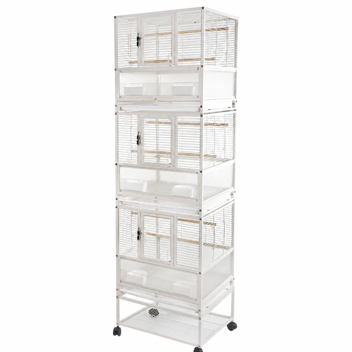 YES4PETS White Bird Transport Budgie Cage Parrot Aviary Carrier With Stand & Wheels
