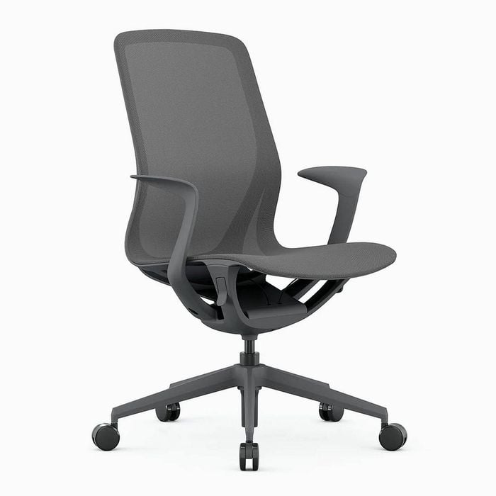 Desky Echo Modern Office Chair - Dark Grey / Fixed