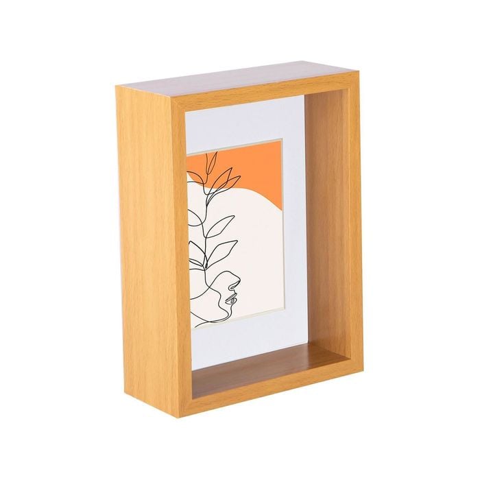 Nicola Spring 3d Deep Box Photo Frame - 5 X 7" With 4 X 6" Mount - Light Wood