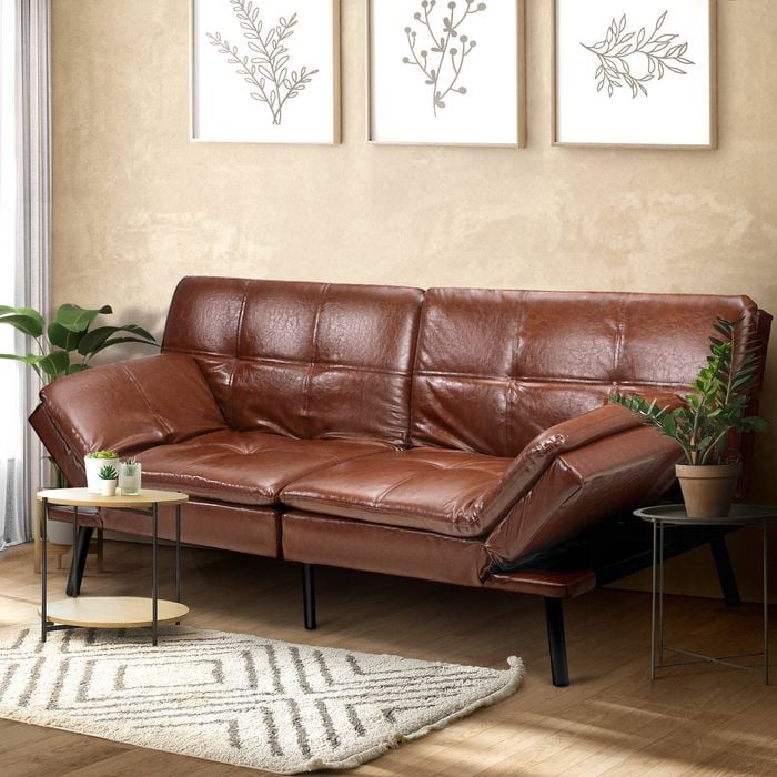 Oikiture 3-Seater Sofa Bed Recliner Lounge Couch Leather Brown