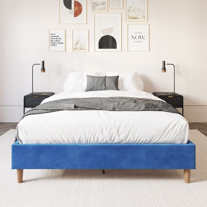 Velvet Blue Bed Frame Double