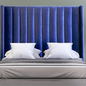 Istyle Modern Classic Jacob Double Velvet Bed Head Blue