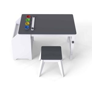 Costway Kid Art Table Stool Wood Activity Paper Roll Storage Draw Play