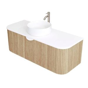 CIBO 1200mm White Oak Ripple Luxe Vanity With Solid Surface Top & White Basin