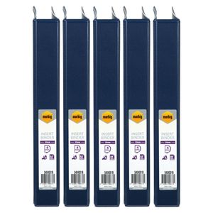 5x Marbig Clearview 4 D-ring Insert Binder A4 File 25mm Document Organiser Blue