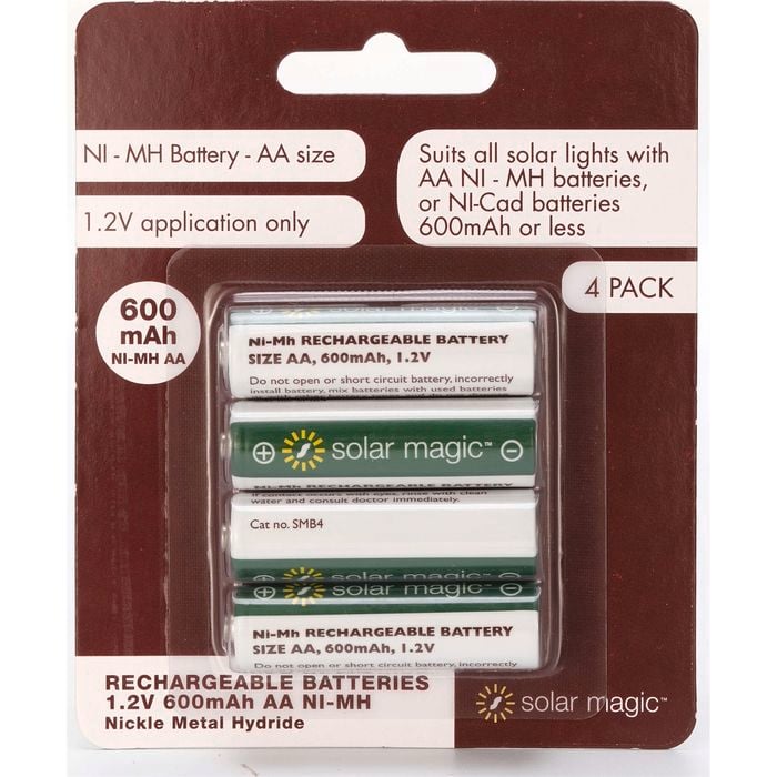 Solar Magic NiMH 1.2V AA Rechargeable Battery - 4 Pack