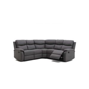 Foret 5 Seater Sofa Corner Lounge Recliner Footrest Bed Chaise Couch Fabric Grey Dark