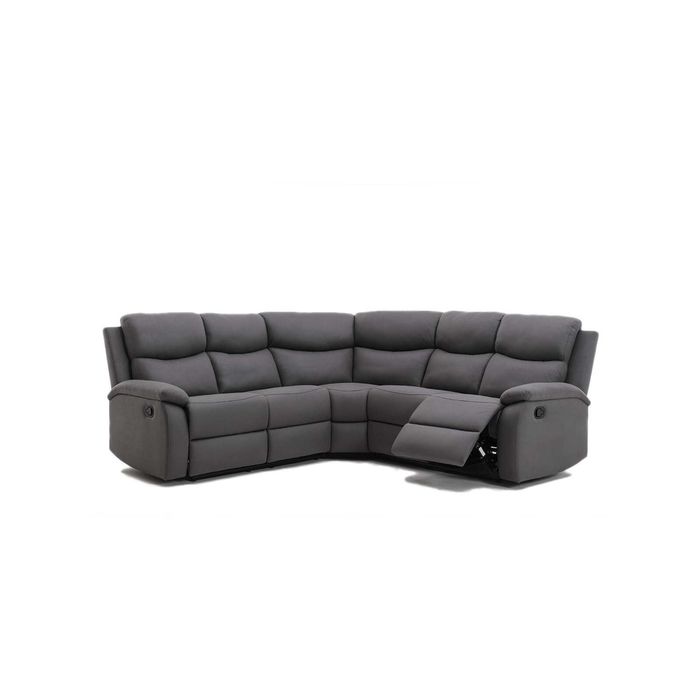 Foret 5 Seater Sofa Corner Lounge Recliner Footrest Bed Chaise Couch Fabric Grey Dark