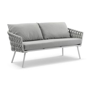 Lismore 2 Seater Outdoor Aluminium And Rope Lounge White & Grey Rope/textured Olefin