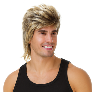 MULLET WIG 80s Fancy Dress s Party Costume Rock Bogan Accessory Punk 70s 90s Blonde