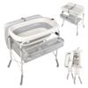 Advwin 2-in-1 Baby Bathtub & Changing Table w/ Wheels Adjustable Folding Diaper Station w/ Storage