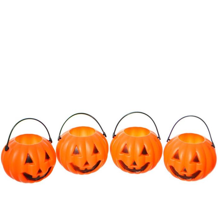 Mini 5cm 4 Pack Orange Halloween Pumpkin Pails