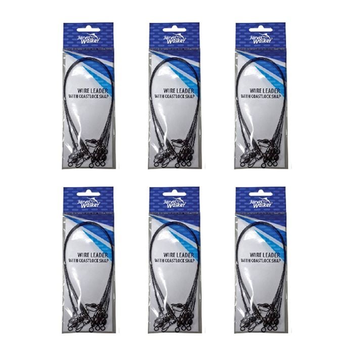 6x 6 Pack of Jarvis Walker 9 Inch/60lb Wire Fishing Leaders-Coastlock Snaps