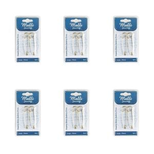 6x 2pc Malli Sewing Heavy Duty Metal Sewing Safety Pins Large 70mm Assorted