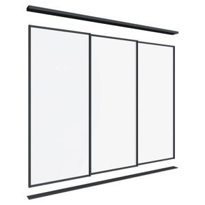Lugna 2100 x 1801-2700mm Black Optiglass Panel Wardrobe Triple Sliding Doors