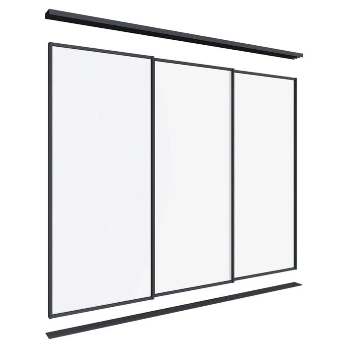 Lugna 2100 x 1801-2700mm Black Optiglass Panel Wardrobe Triple Sliding Doors
