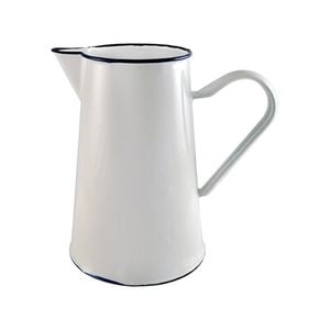 Urban Style Enamelware 2L Pitcher w/ Blue Rim - White