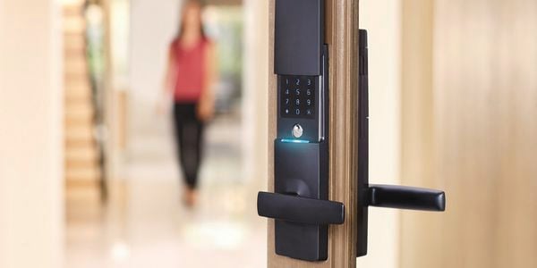 Electronic house lock with a close up