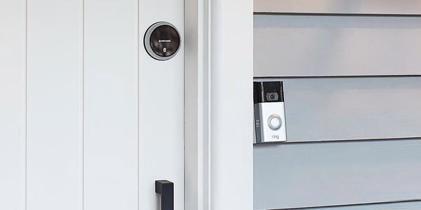 Front door with Ring doorbell.