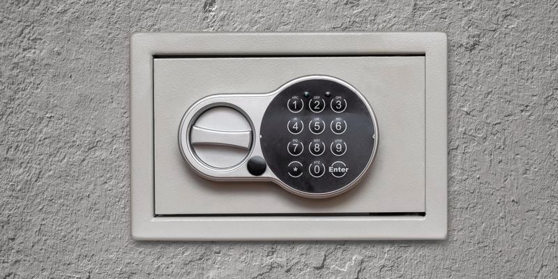 Safe installed on a concrete wall