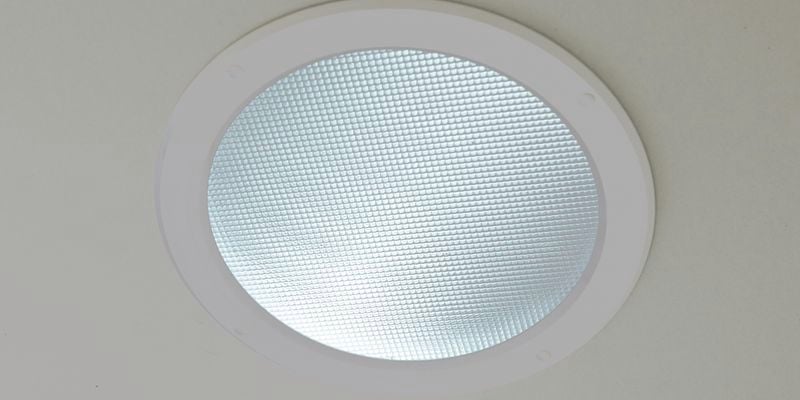 Skylight in a creme ceiling