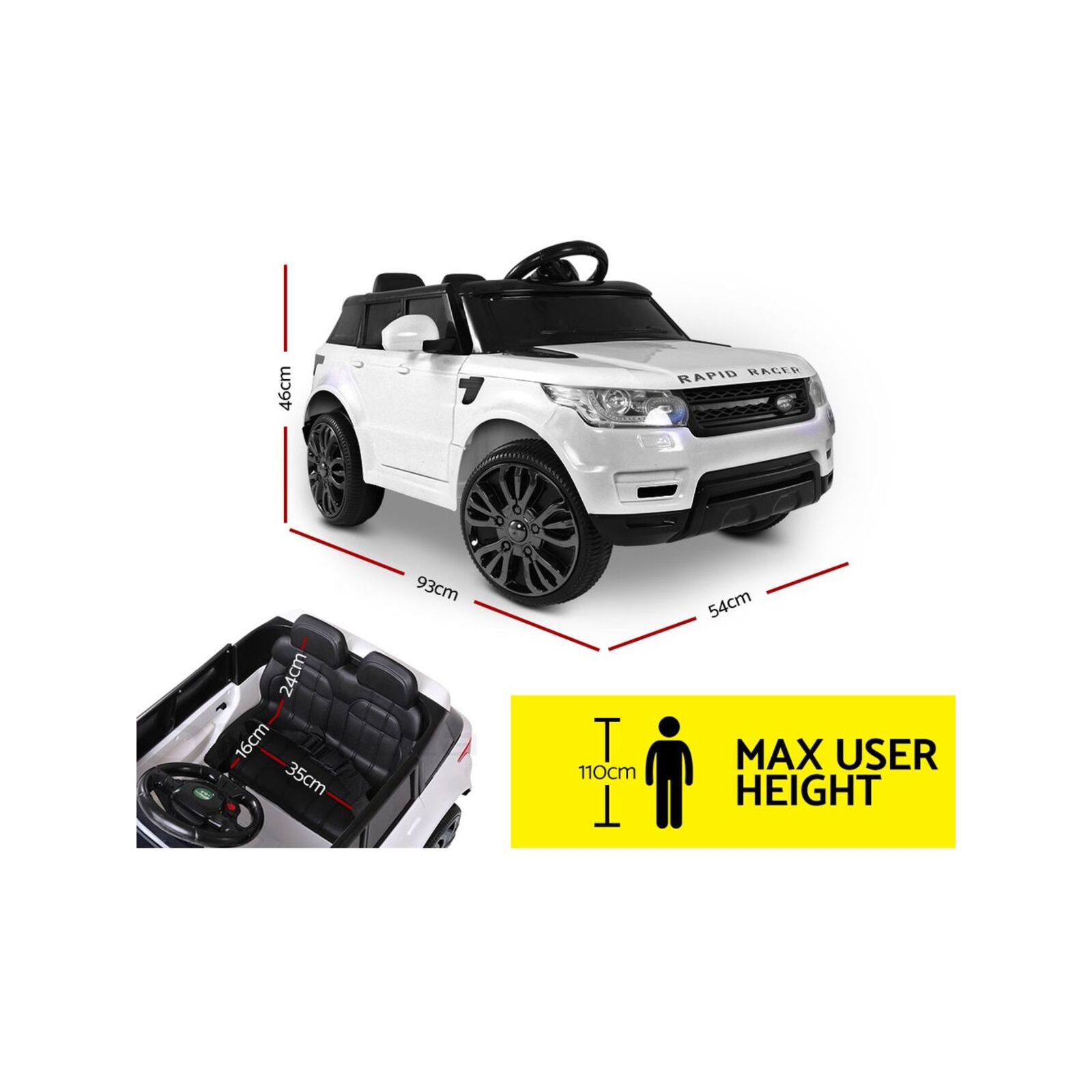 Kids Ride On Car Electric 12V Range Rover Sport Inspired White Bunnings Australia