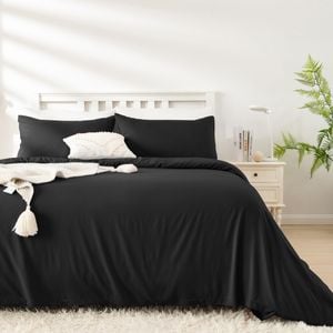 LINENOVA 2000TC Bamboo Blend Quilt Cover Set - Single,Black