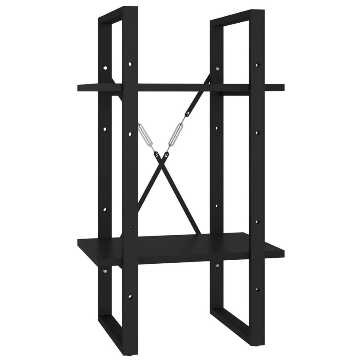 vidaXL 2-Tier Book Cabinet Black Engineered Wood Storage Rack Bookcase ...
