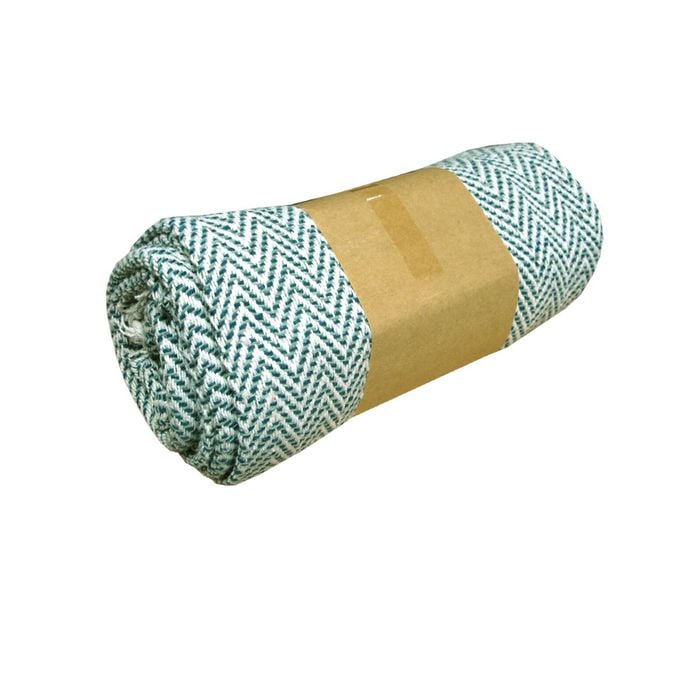 Zig Zag Cotton Fringe Throw Rug 125 x 150 cm Forest