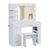 Advwin Vanity Desk with Mirror and 11 Bulbs Lights Charging Station White