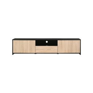 Design Square Elly Lowline Entertainment Unit TV Stand 180cm W/ 2-Doors 1-Drawer - Black/Oak