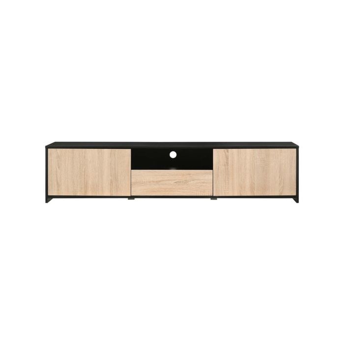Design Square Elly Lowline Entertainment Unit TV Stand 180cm W/ 2-Doors 1-Drawer - Black/Oak