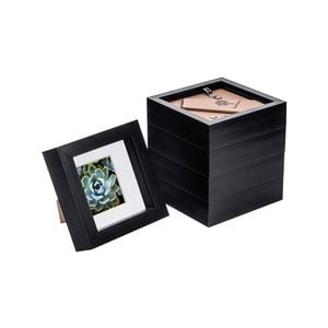 Nicola Spring 5 Piece 4 x 4 3D Shadow Box Photo Frame Set - Craft Display Picture Frame with 2 x 2 Mount - Black