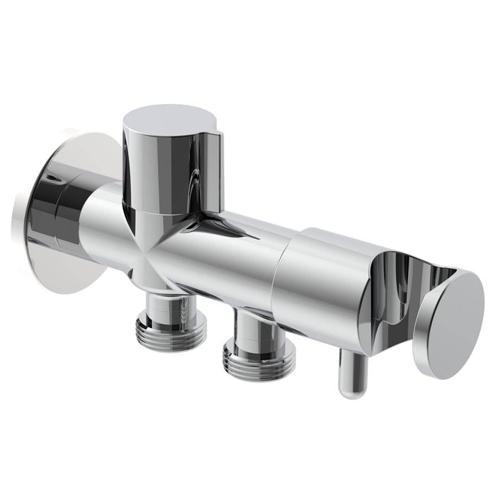 evekare Chrome Dual Hand Spray Holder And Shut Off Valve