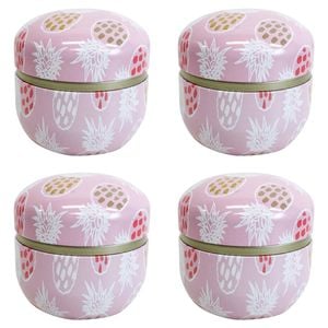 4PK LVD Pink Blossom 8.5cm Metal Tin Home/Bedroom Decorative Canister