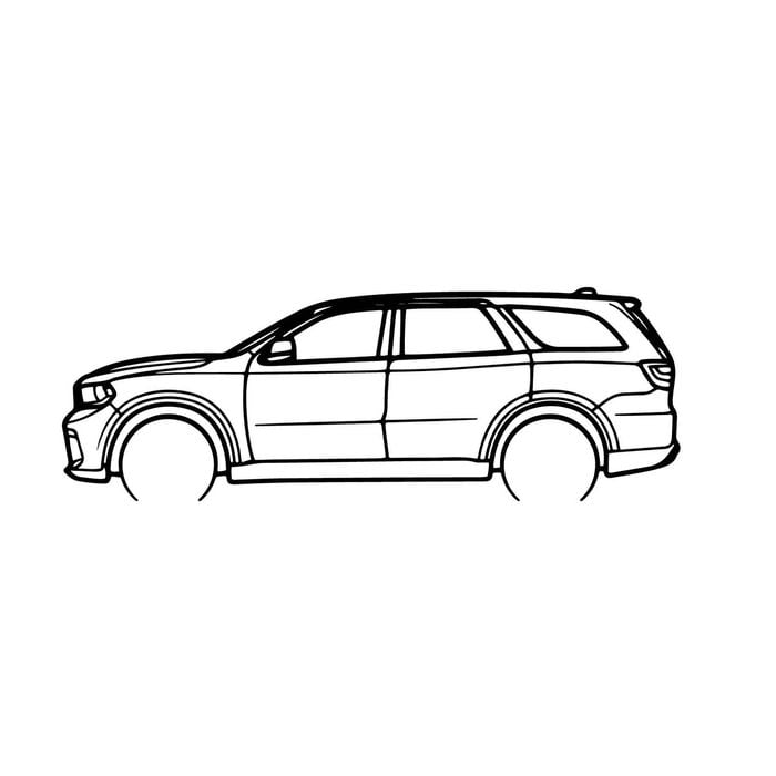 Ignite Laser Dodge 2018 Durango 392 SRT Silhouette Metal Wall Art Coated Black 47inch/120cm