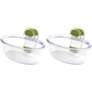 2PK Dexas KlipKup 18cm Plastic 2-Cup Serving Dip Container - Clear Green