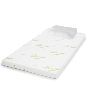 MEMORY FOAM PILLOW+8cm Memory Foam Mattress Topper with Bamboo Cover - Single Size