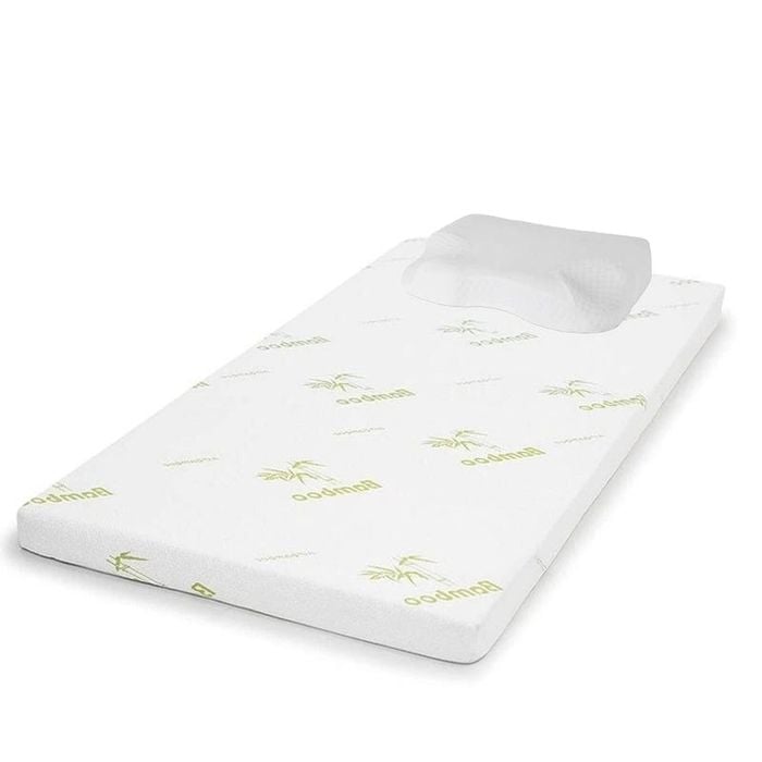 MEMORY FOAM PILLOW+8cm Memory Foam Mattress Topper with Bamboo Cover - Single Size