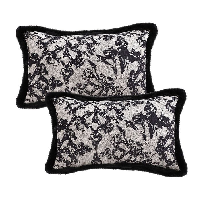 SOGA 2X 35cm Vintage Black Herringbone Throw Pillows
