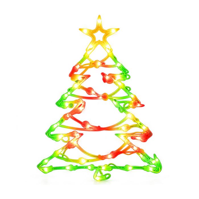 Catzon Christmas Window Silhouette Lights Xmas Tree