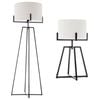 Modern Dimmable Floor Lamp + Table Desk Lamp w/ Linen Shade Scandi Matte Black