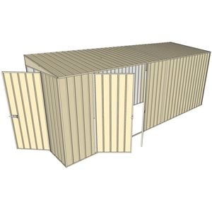 Build-a-Shed 1.5 x 5.2 x 2m Hinged Door Tunnel Shed With Double Hinged Side Door - Cream