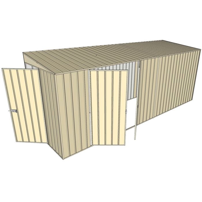 Build-a-Shed 1.5 x 5.2 x 2m Hinged Door Tunnel Shed With Double Hinged Side Door - Cream