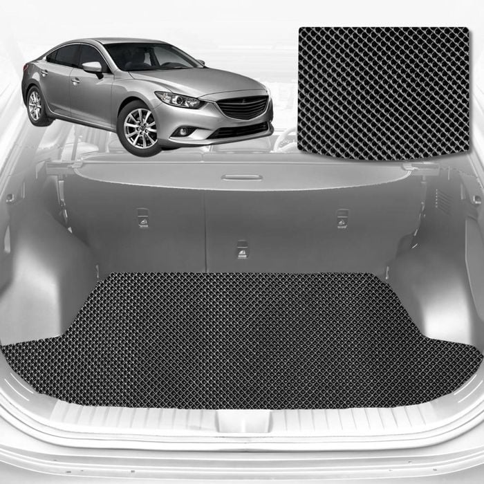 6D Diamond Car Boot Mat for Mazda 6 (GH)2008-2012-Sedan-Cargo Mat-Black-Outback GT