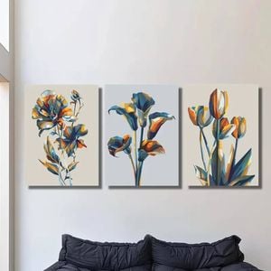3pcs Three-Dimensional Blooming Flowers Print 100% Australian Made 3 x 40x60cm (Metal Print)