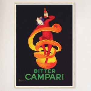 Galrie Bitter Campari Vintage Advertising Poster by Leonetto Cappiello Italian Art, Wood Frame, 50 x 70cm (20 x 28inch)